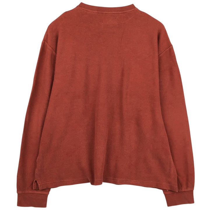Timberland Henley Neck Thermal Long-Sleeve T-Shirt, Men's Size XL cotton red type reddish brown Vintage Second Hand