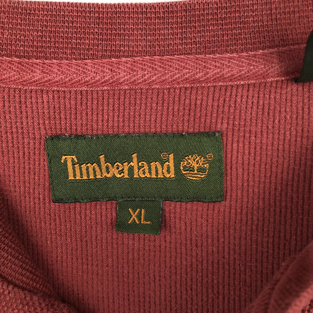 Timberland Henley Neck Thermal Long-Sleeve T-Shirt, Men's Size XL cotton red type reddish brown Vintage Second Hand
