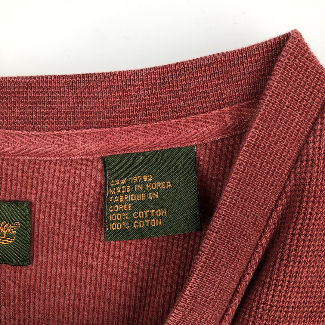 Timberland Henley Neck Thermal Long-Sleeve T-Shirt, Men's Size XL cotton red type reddish brown Vintage Second Hand