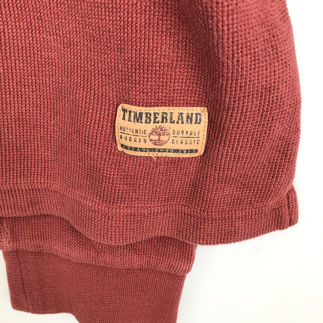 Timberland Henley Neck Thermal Long-Sleeve T-Shirt, Men's Size XL cotton red type reddish brown Vintage Second Hand