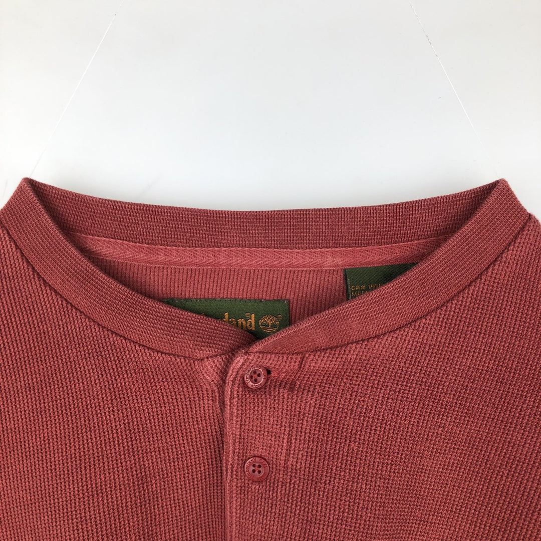 Timberland Henley Neck Thermal Long-Sleeve T-Shirt, Men's Size XL cotton red type reddish brown Vintage Second Hand
