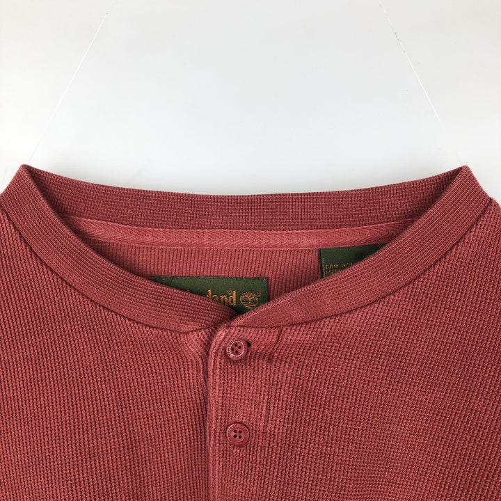 Timberland Henley Neck Thermal Long-Sleeve T-Shirt, Men's Size XL cotton red type reddish brown Vintage Second Hand