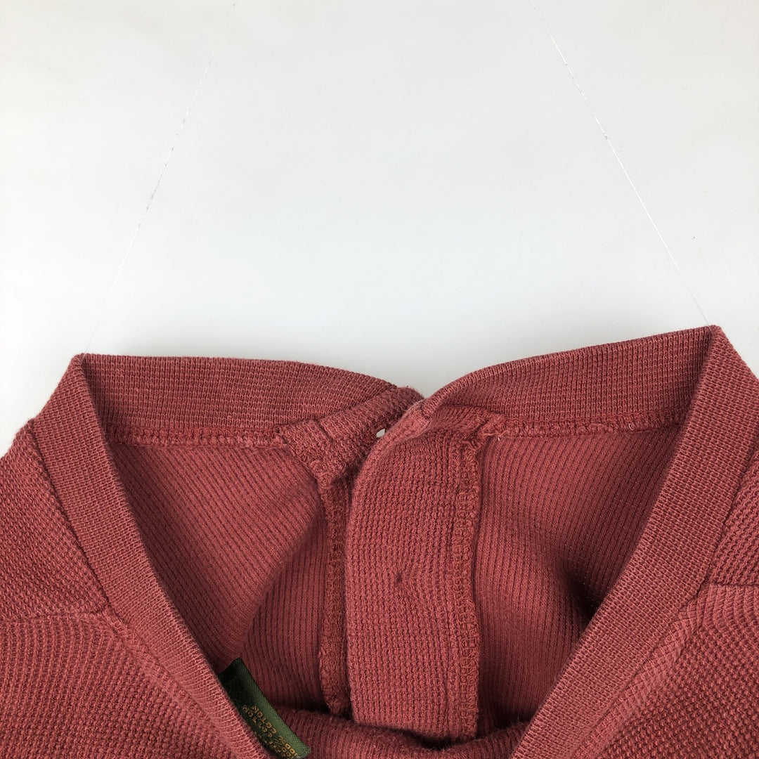 Timberland Henley Neck Thermal Long-Sleeve T-Shirt, Men's Size XL cotton red type reddish brown Vintage Second Hand
