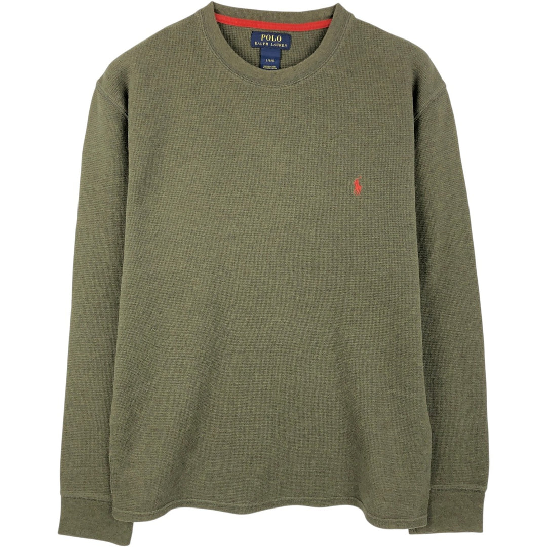 Ralph Lauren POLO RALPH LAUREN Thermal Ron T Waffle Men's L size cotton Khaki type Vintage Second Hand