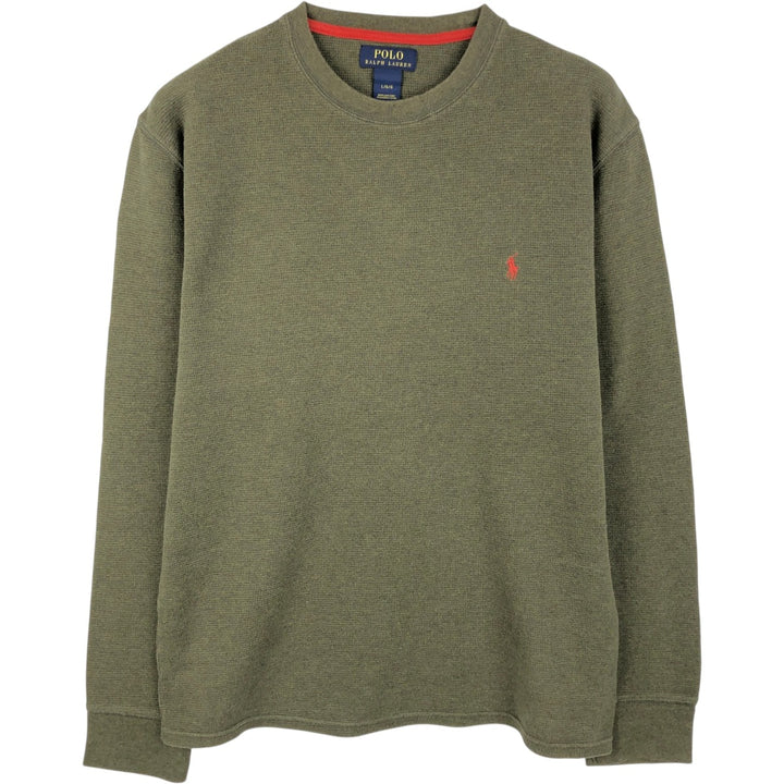 Ralph Lauren POLO RALPH LAUREN Thermal Ron T Waffle Men's L size cotton Khaki type Vintage Second Hand