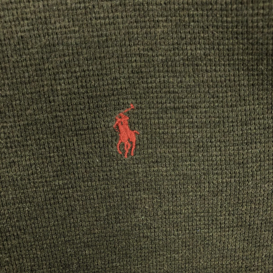 Ralph Lauren POLO RALPH LAUREN Thermal Ron T Waffle Men's L size cotton Khaki type Vintage Second Hand