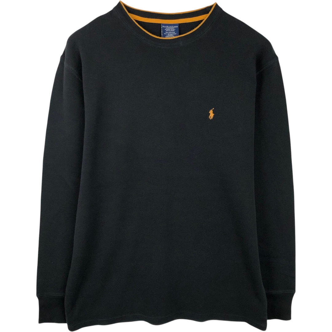 Ralph Lauren POLO RALPH LAUREN SLEEPWEAR Thermal Long T-shirt Waffle Men's XXL cotton black type Vintage Second Hand