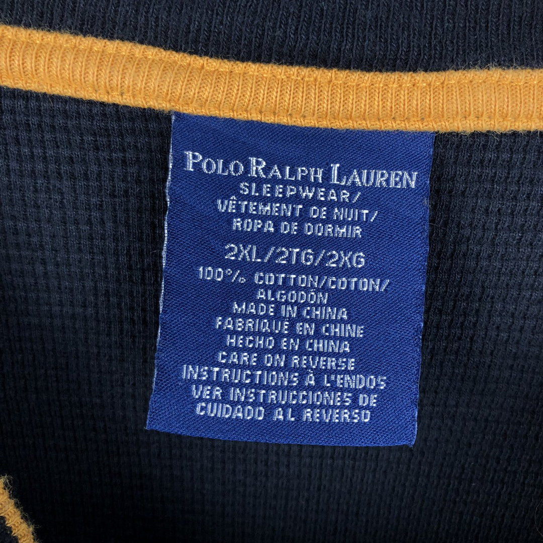 Ralph Lauren POLO RALPH LAUREN SLEEPWEAR Thermal Long T-shirt Waffle Men's XXL cotton black type Vintage Second Hand