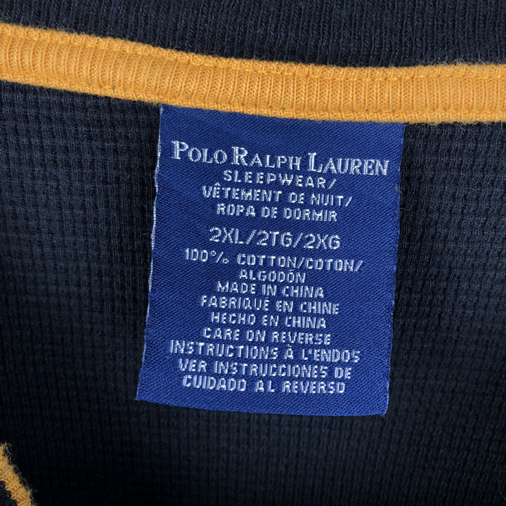 Ralph Lauren POLO RALPH LAUREN SLEEPWEAR Thermal Long T-shirt Waffle Men's XXL cotton black type Vintage Second Hand