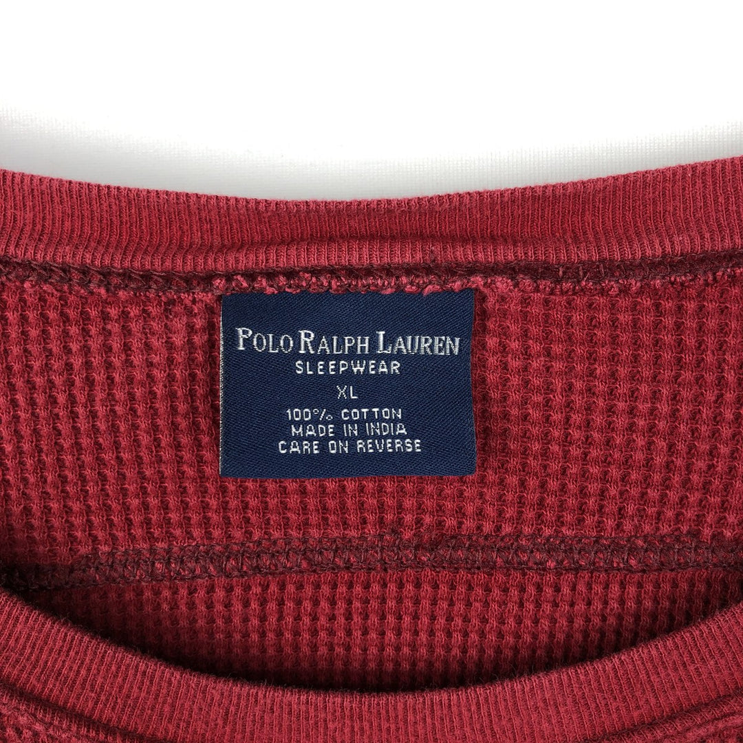 Ralph Lauren POLO RALPH LAUREN SLEEPWEAR Thermal Long T-shirt Waffle Men's XL cotton red type Vintage Second Hand