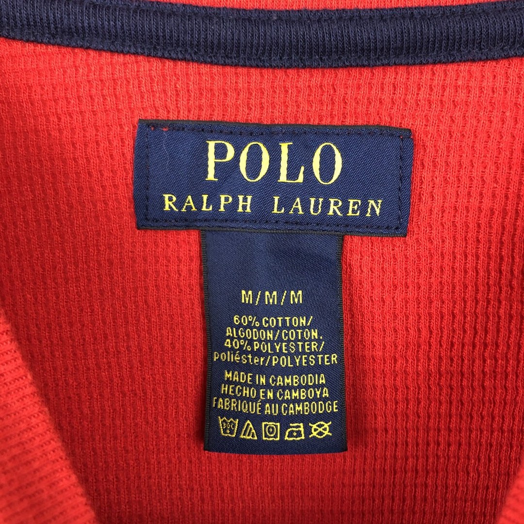 Ralph Lauren POLO RALPH LAUREN Thermal Long T-shirt Waffle Men's M size cotton red type Vintage Second Hand