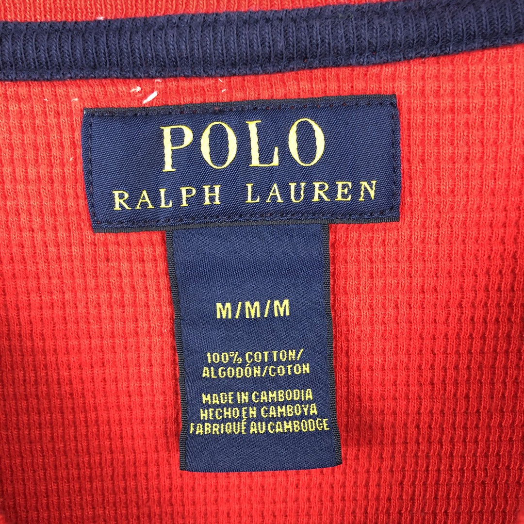 Ralph Lauren POLO RALPH LAUREN Thermal Long T-shirt Waffle Men's M size cotton red type Vintage Second Hand