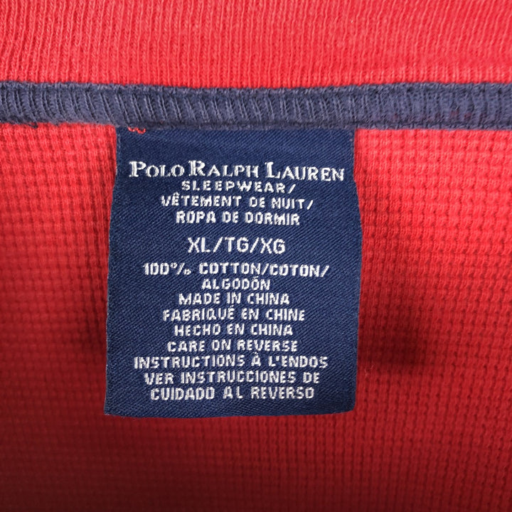 Ralph Lauren POLO RALPH LAUREN SLEEPWEAR Thermal Long T-shirt Waffle Men's XL cotton red type Vintage Second Hand
