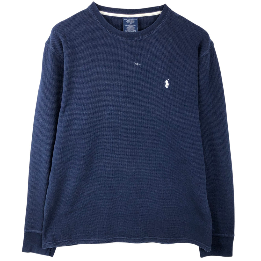 Ralph Lauren POLO RALPH LAUREN SLEEPWEAR Thermal Long T-shirt Waffle Men's L size cotton navy blue type Vintage Second Hand