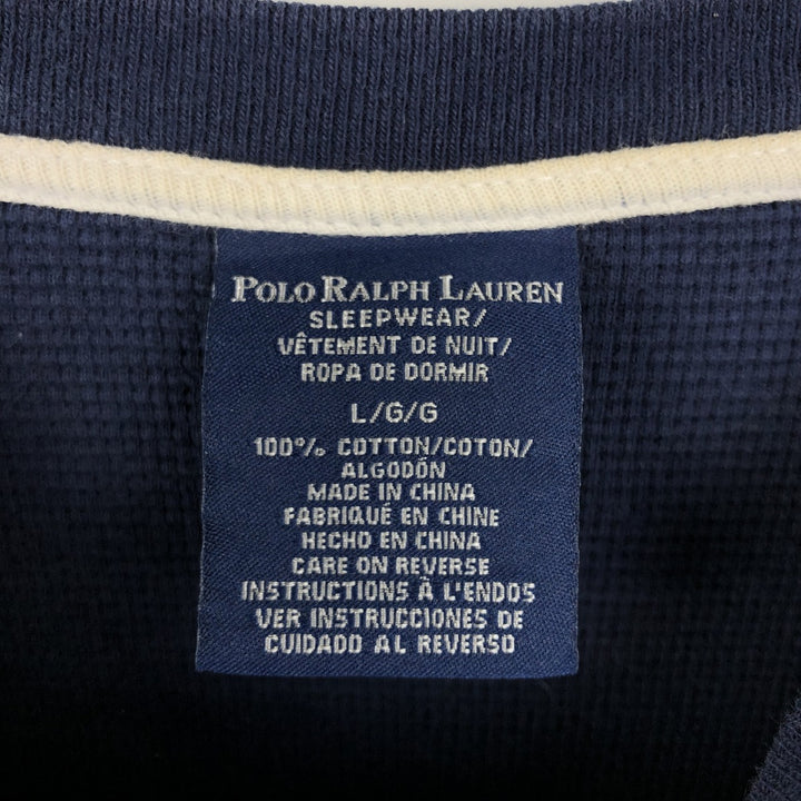 Ralph Lauren POLO RALPH LAUREN SLEEPWEAR Thermal Long T-shirt Waffle Men's L size cotton navy blue type Vintage Second Hand