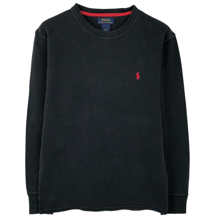 Ralph Lauren POLO RALPH LAUREN Thermal T-Shirt, Waffle, Men's Size Small cotton black type Vintage Second Hand