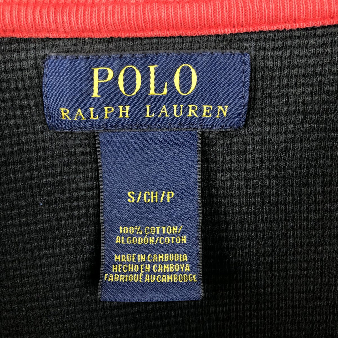 Ralph Lauren POLO RALPH LAUREN Thermal T-Shirt, Waffle, Men's Size Small cotton black type Vintage Second Hand