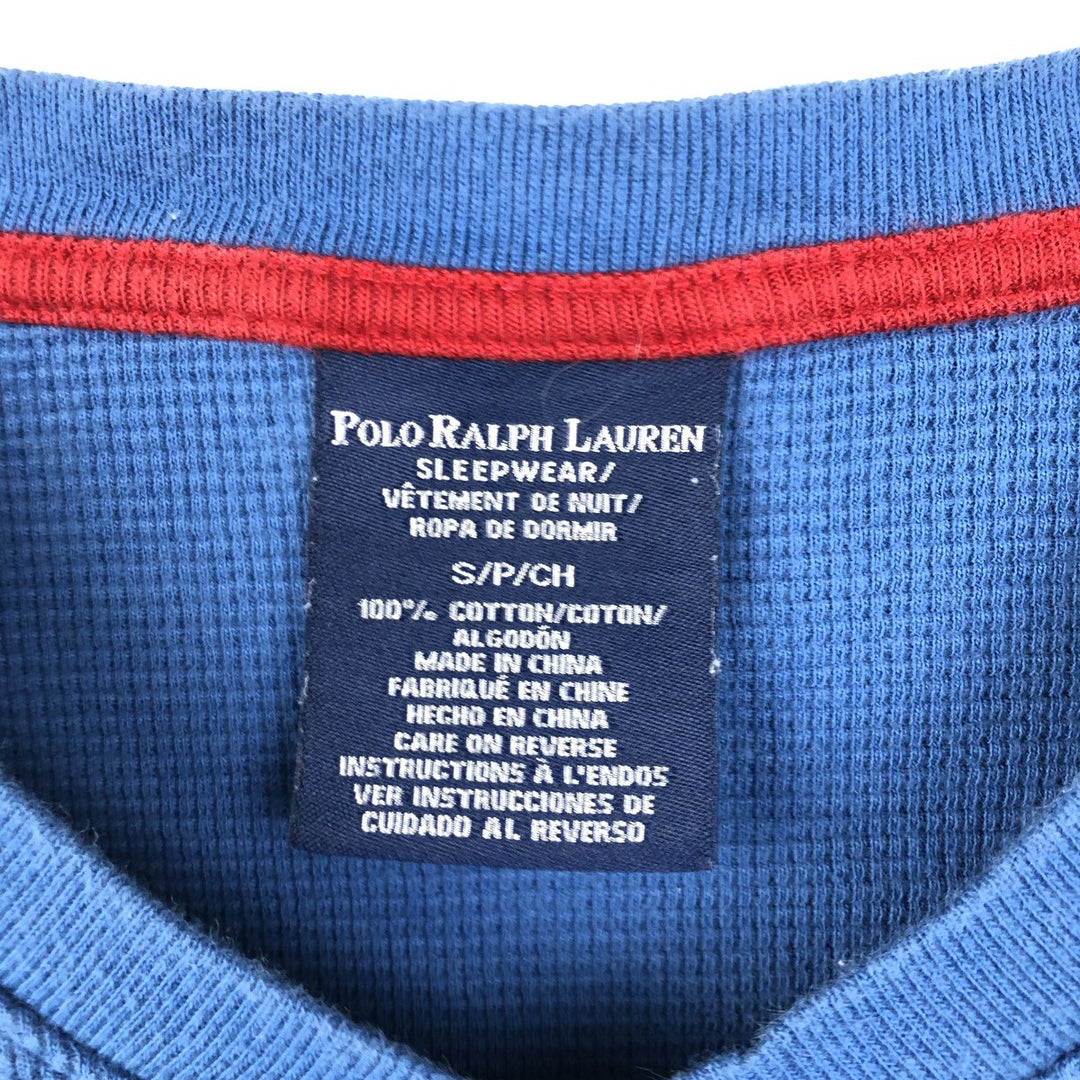 Ralph Lauren POLO RALPH LAUREN SLEEPWEAR V-neck Thermal Long-Sleeve T-shirt, Waffle Pattern, Men's Size S (approx.) cotton Blue type light blue Vintage Second Hand