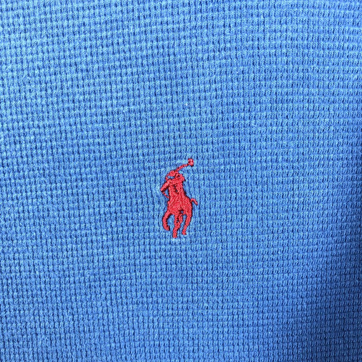 Ralph Lauren POLO RALPH LAUREN SLEEPWEAR V-neck Thermal Long-Sleeve T-shirt, Waffle Pattern, Men's Size S (approx.) cotton Blue type light blue Vintage Second Hand