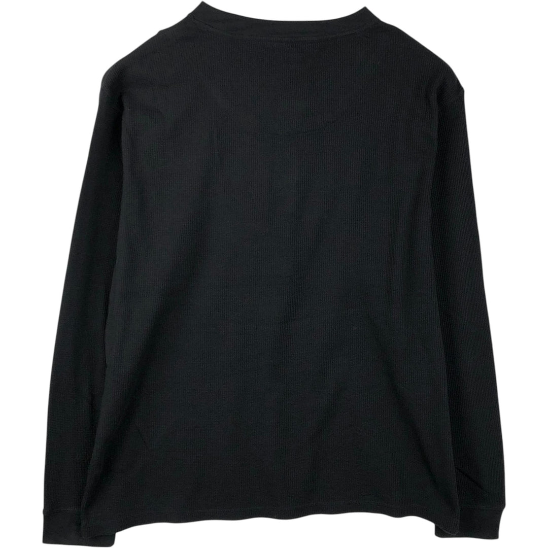 Pierre Cardin Henley neck thermal long T-shirt, men's size L cotton black type Vintage Second Hand