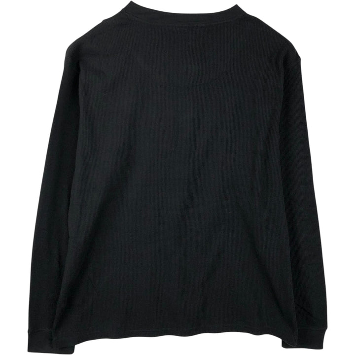 Pierre Cardin Henley neck thermal long T-shirt, men's size L cotton black type Vintage Second Hand