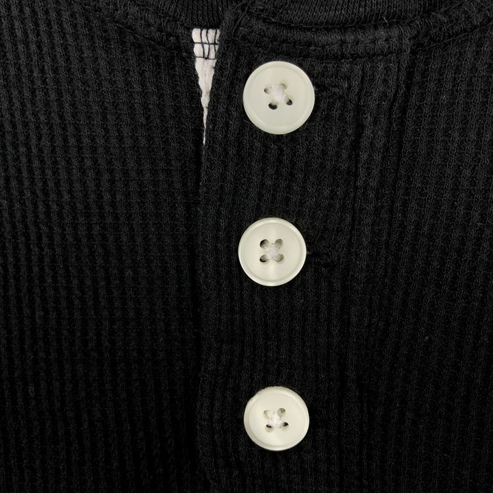 Pierre Cardin Henley neck thermal long T-shirt, men's size L cotton black type Vintage Second Hand