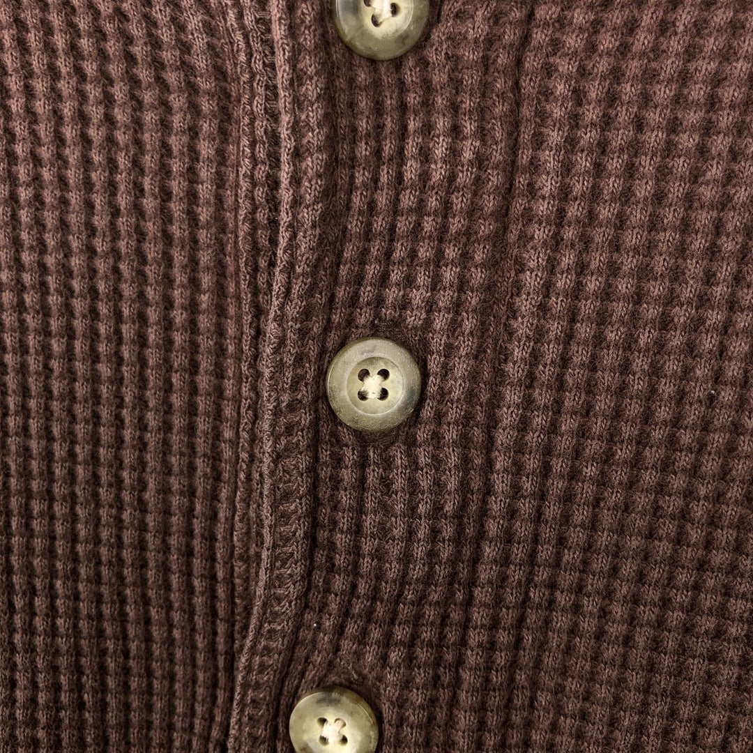1990'S St. John's Bay Henley Neck Thermal Long-Sleeve T-Shirt, Men's Size M (Equivalent), Vintage cotton brown type Vintage Second Hand