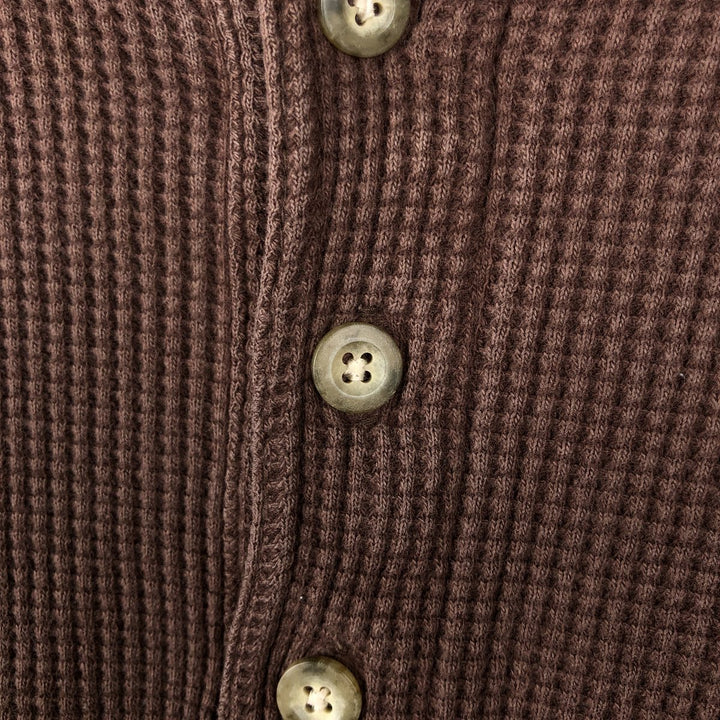 1990'S St. John's Bay Henley Neck Thermal Long-Sleeve T-Shirt, Men's Size M (Equivalent), Vintage cotton brown type Vintage Second Hand