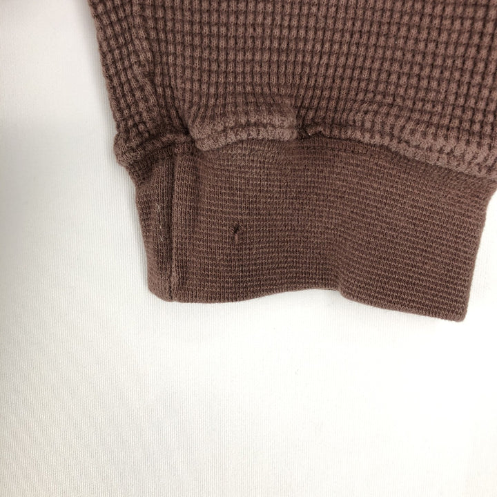 1990'S St. John's Bay Henley Neck Thermal Long-Sleeve T-Shirt, Men's Size M (Equivalent), Vintage cotton brown type Vintage Second Hand
