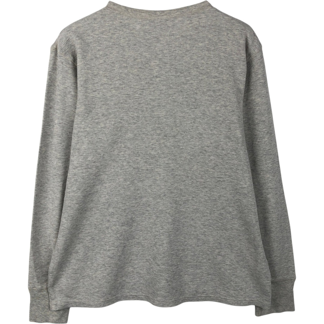 Ralph Lauren POLO RALPH LAUREN SLEEPWEAR Henley Neck Thermal Long-Sleeve T-Shirt (Waffle Knit) - Men's Size L (approx.) cotton gray type Vintage Second Hand