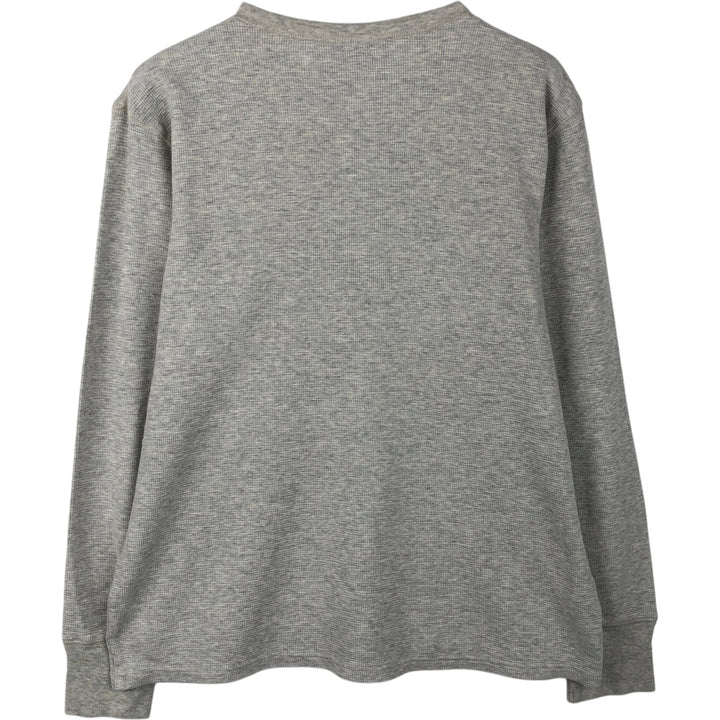 Ralph Lauren POLO RALPH LAUREN SLEEPWEAR Henley Neck Thermal Long-Sleeve T-Shirt (Waffle Knit) - Men's Size L (approx.) cotton gray type Vintage Second Hand