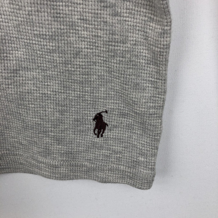 Ralph Lauren POLO RALPH LAUREN SLEEPWEAR Henley Neck Thermal Long-Sleeve T-Shirt (Waffle Knit) - Men's Size L (approx.) cotton gray type Vintage Second Hand