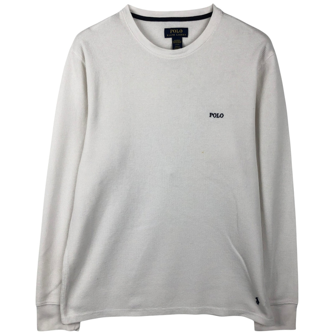 Ralph Lauren POLO RALPH LAUREN SLEEPWEAR Thermal Long T-shirt Waffle Men's L size cotton white type Vintage Second Hand
