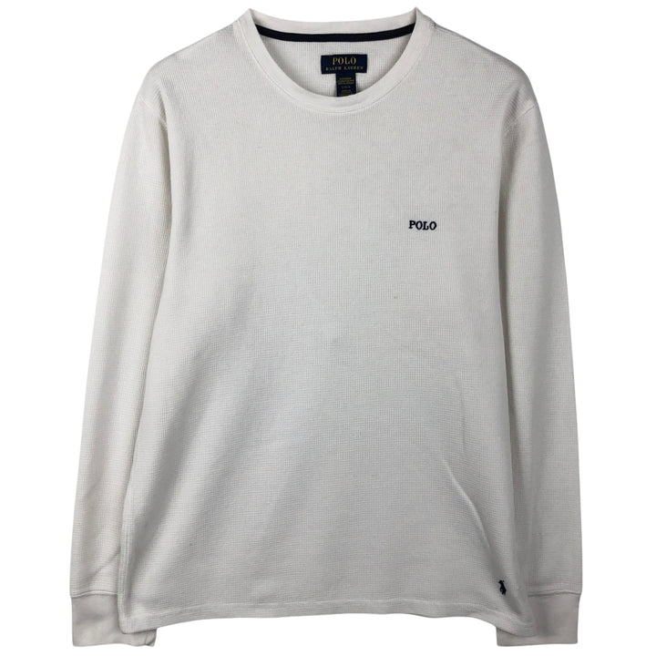 Ralph Lauren POLO RALPH LAUREN SLEEPWEAR Thermal Long T-shirt Waffle Men's L size cotton white type Vintage Second Hand