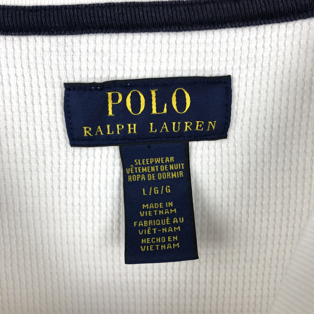 Ralph Lauren POLO RALPH LAUREN SLEEPWEAR Thermal Long T-shirt Waffle Men's L size cotton white type Vintage Second Hand
