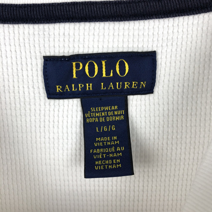 Ralph Lauren POLO RALPH LAUREN SLEEPWEAR Thermal Long T-shirt Waffle Men's L size cotton white type Vintage Second Hand