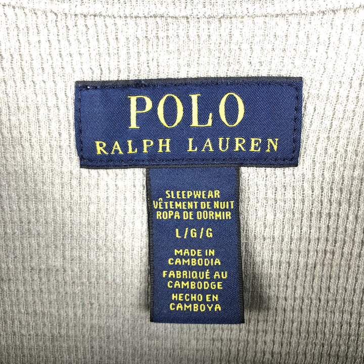 Ralph Lauren POLO RALPH LAUREN SLEEPWEAR American flag pattern thermal long-sleeve T-shirt, men's size L (approx.) cotton gray type Vintage Second Hand