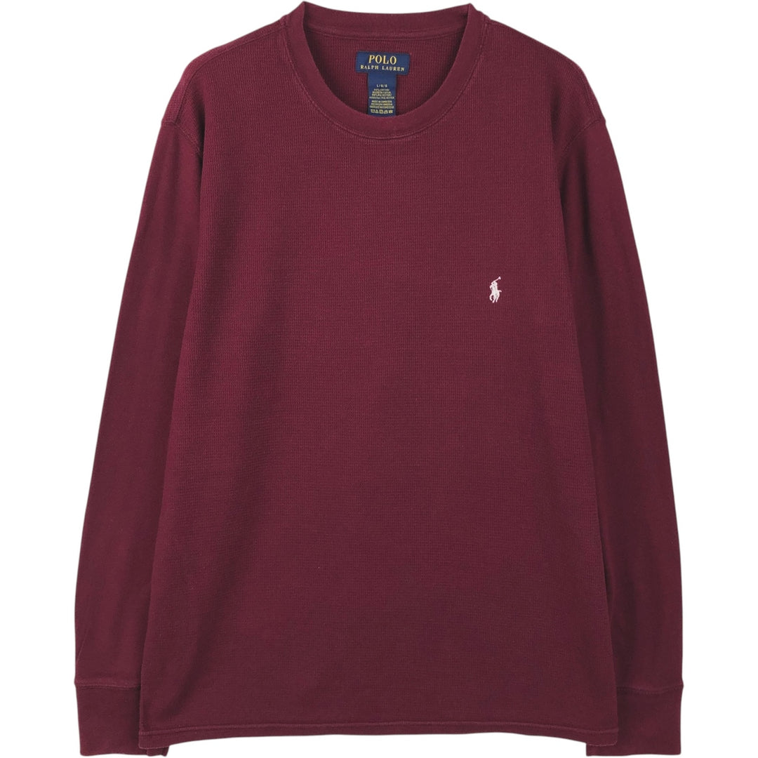Ralph Lauren POLO RALPH LAUREN Thermal Ron T Waffle Men's L size cotton Red type red-purple Vintage Second Hand