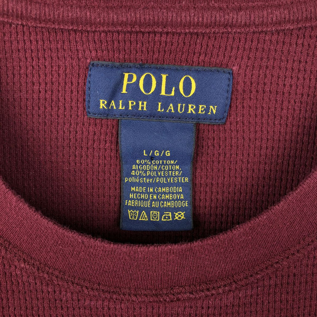 Ralph Lauren POLO RALPH LAUREN Thermal Ron T Waffle Men's L size cotton Red type red-purple Vintage Second Hand