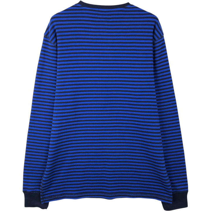 Ralph Lauren POLO RALPH LAUREN SLEEPWEAR Border Pattern Polo Bear Thermal Long-Sleeve T-Shirt (Waffle) - Men's Size L (approx.) cotton blue type Vintage Second Hand