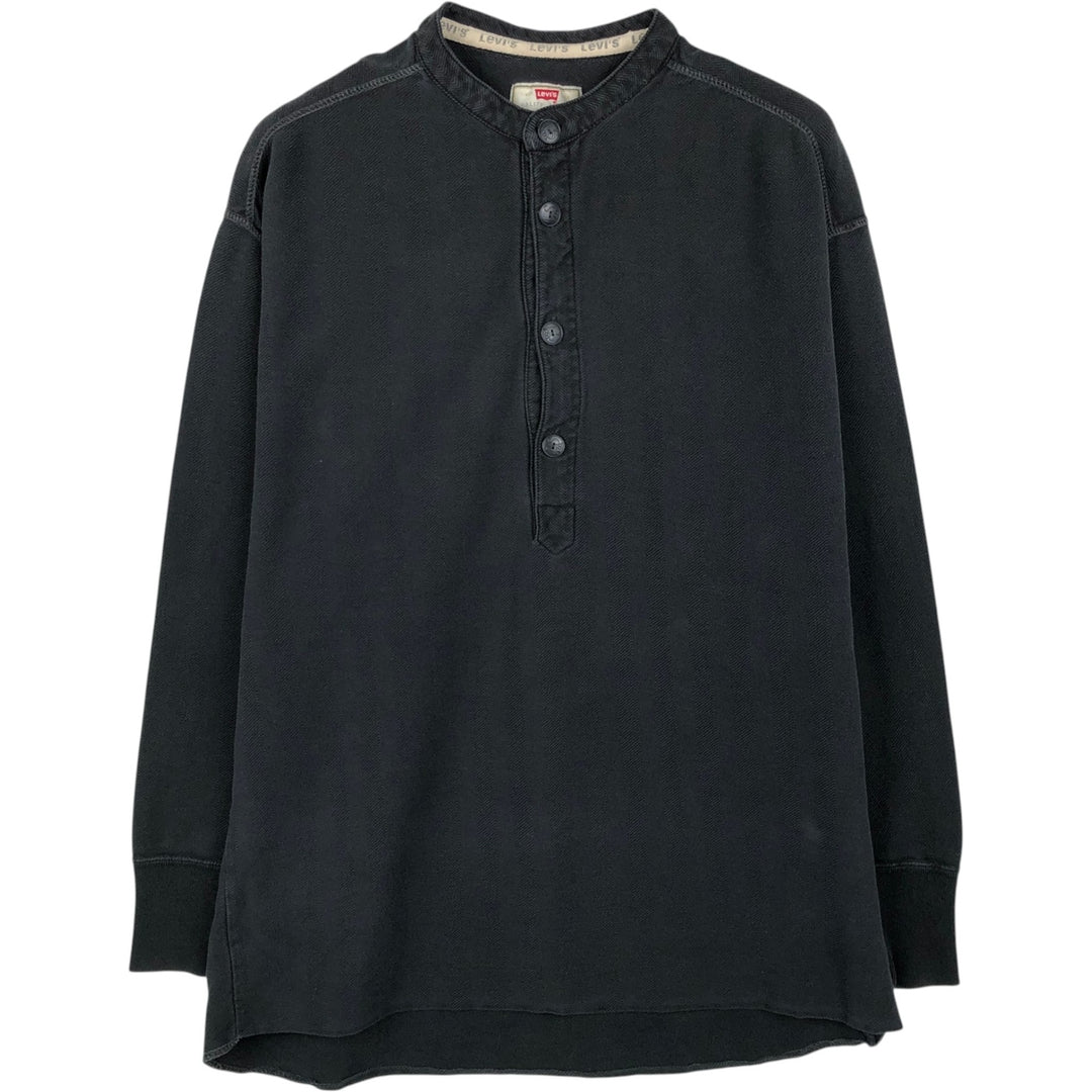 90'S Levi's Herringbone Henley Neck Thermal Long-Sleeve T-Shirt, Men's Size L (Equivalent), Vintage cotton black type Vintage Second Hand