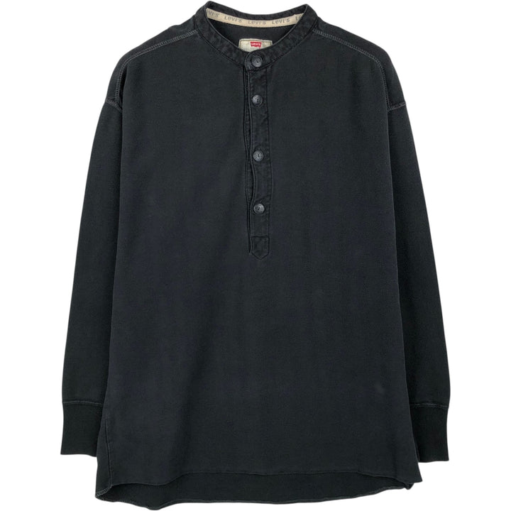 90'S Levi's Herringbone Henley Neck Thermal Long-Sleeve T-Shirt, Men's Size L (Equivalent), Vintage cotton black type Vintage Second Hand