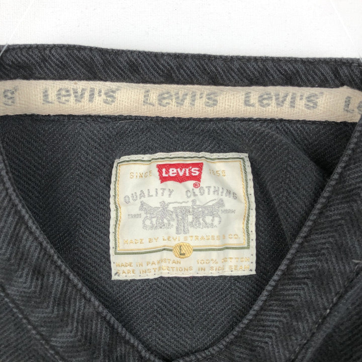 90'S Levi's Herringbone Henley Neck Thermal Long-Sleeve T-Shirt, Men's Size L (Equivalent), Vintage cotton black type Vintage Second Hand