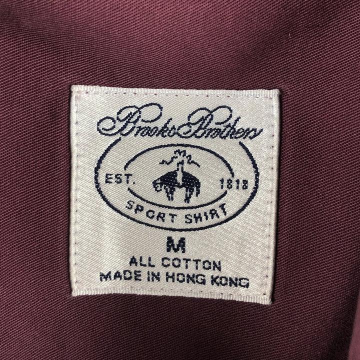 Brooks Brothers long-sleeved button-down shirt, men's size M cotton wine-red Vintage Second Hand
