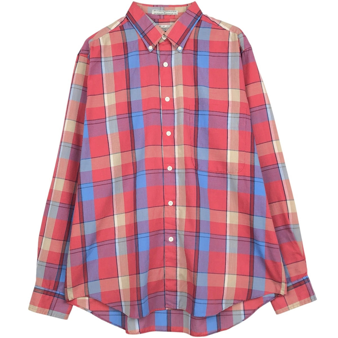 Levi's COLORGRAPHS Long-Sleeve Button-Down Check Shirt, Men's Size L (Equivalent), Vintage polyester red type Vintage Second Hand