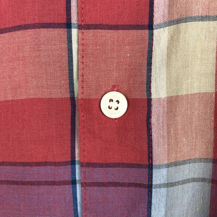 Levi's COLORGRAPHS Long-Sleeve Button-Down Check Shirt, Men's Size L (Equivalent), Vintage polyester red type Vintage Second Hand