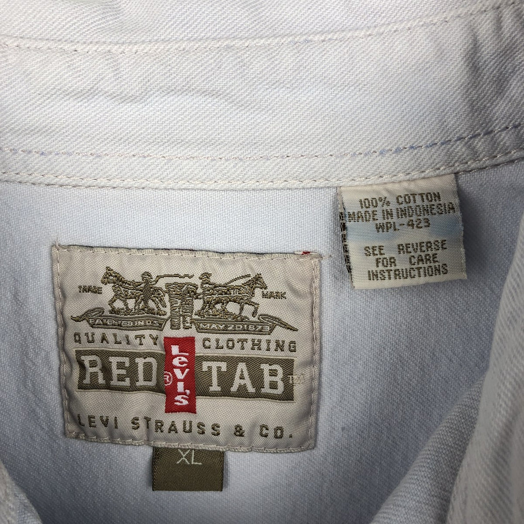 Levi's RED TAB Long-Sleeve Button-Down Denim Shirt, Men's Size XL (approx.) cotton Blue type light blue Vintage Second Hand