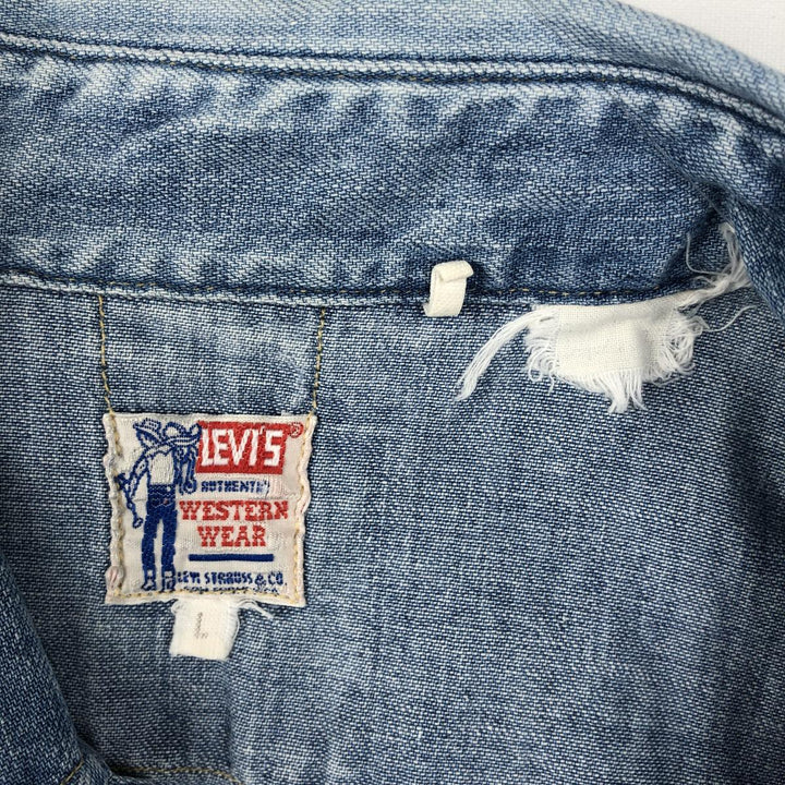 Levi's Big E Long-Sleeve Denim Western Shirt, Men's Size L (approx.) cotton blue type Vintage Second Hand