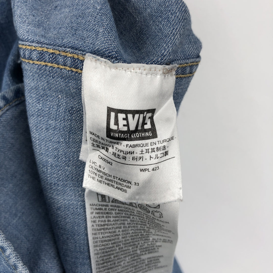Levi's Big E Long-Sleeve Denim Western Shirt, Men's Size L (approx.) cotton blue type Vintage Second Hand