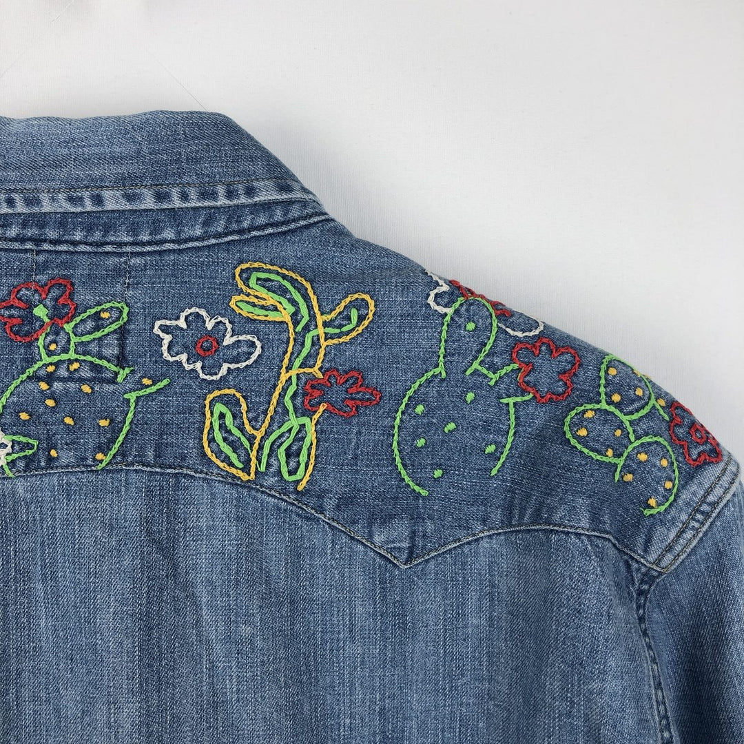 Levi's Big E Long-Sleeve Denim Western Shirt, Men's Size L (approx.) cotton blue type Vintage Second Hand